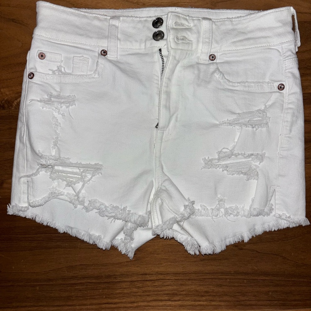 Stylish White Distressed Women's Shorts